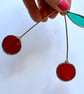 Iridescent deep red stained glass cherry brunch with a single leaf - Image 4