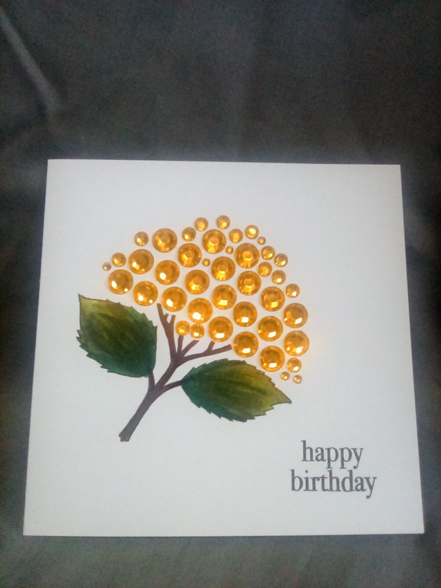 Hand embellished watercolour Birthday card