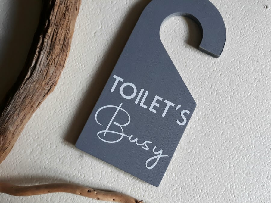 Toilet's Free Toilet's Busy reversible door hanger.(do not disturb toilet sign )