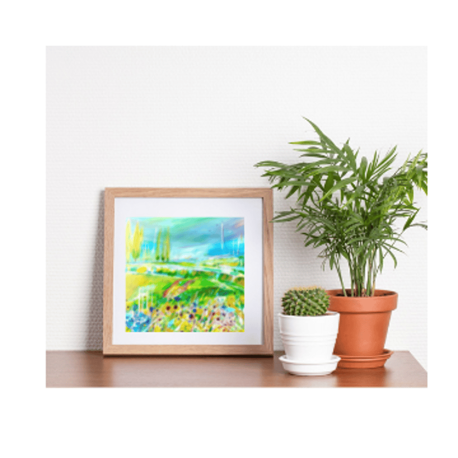 Meadow - An Original Mixed Media Acrylic Painting Art Gold Highlights