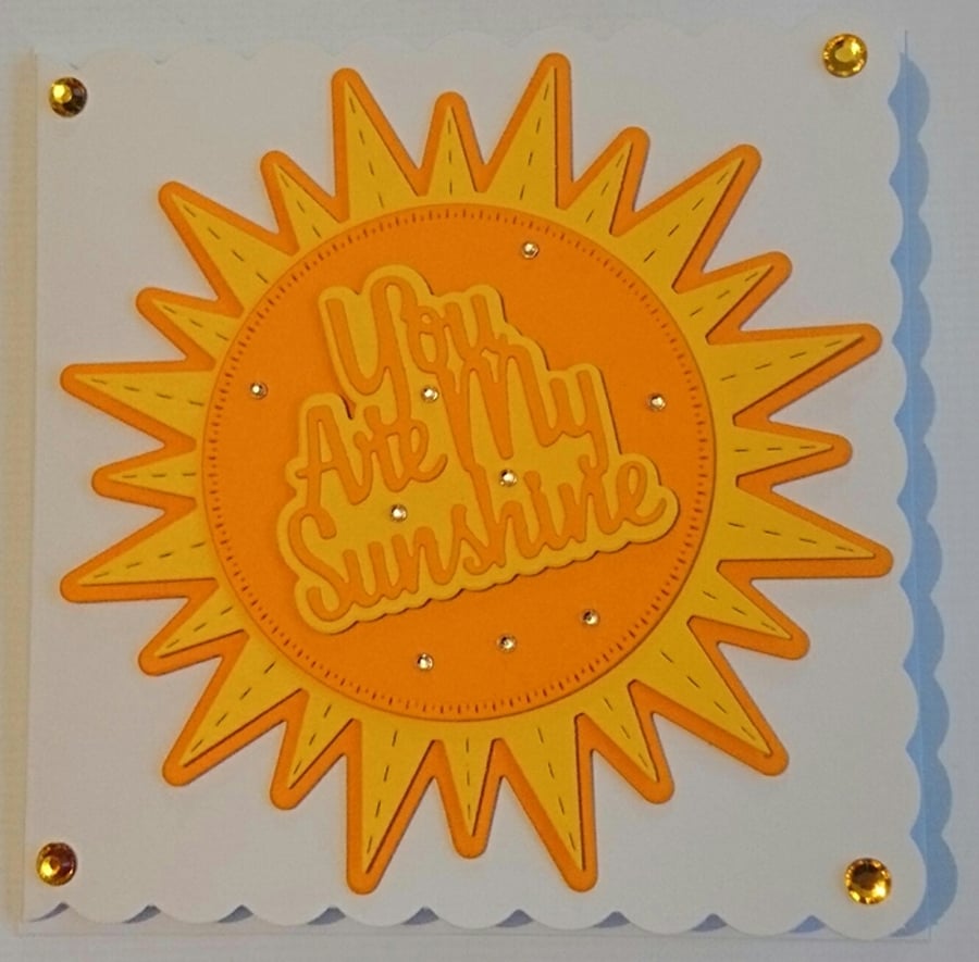 Valentine's Handmade Card You Are My Sunshine Any Occasion Card Orange Yellow