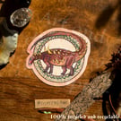 MEDIEVAL DINOSAUR STICKER -Struthiosaurus - Illuminated manuscript 