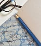 Dark Blue Leather Notebook or Journal, lined with a blue and grey marble paper - Image 8