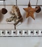 Handmade textile art rustic style hanging ice skate with little gifts - Image 4