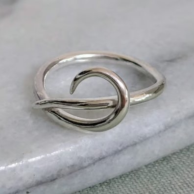 Sterling Silver Scroll Ring with Sculptural Elegant Band