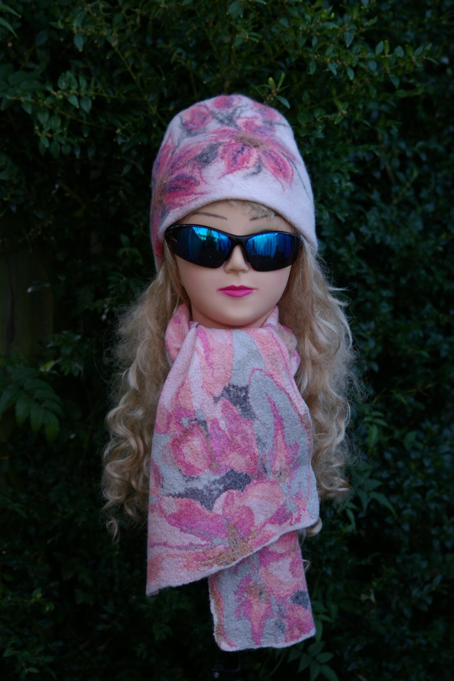 Merino Wool Felted Hat and Scarf Set