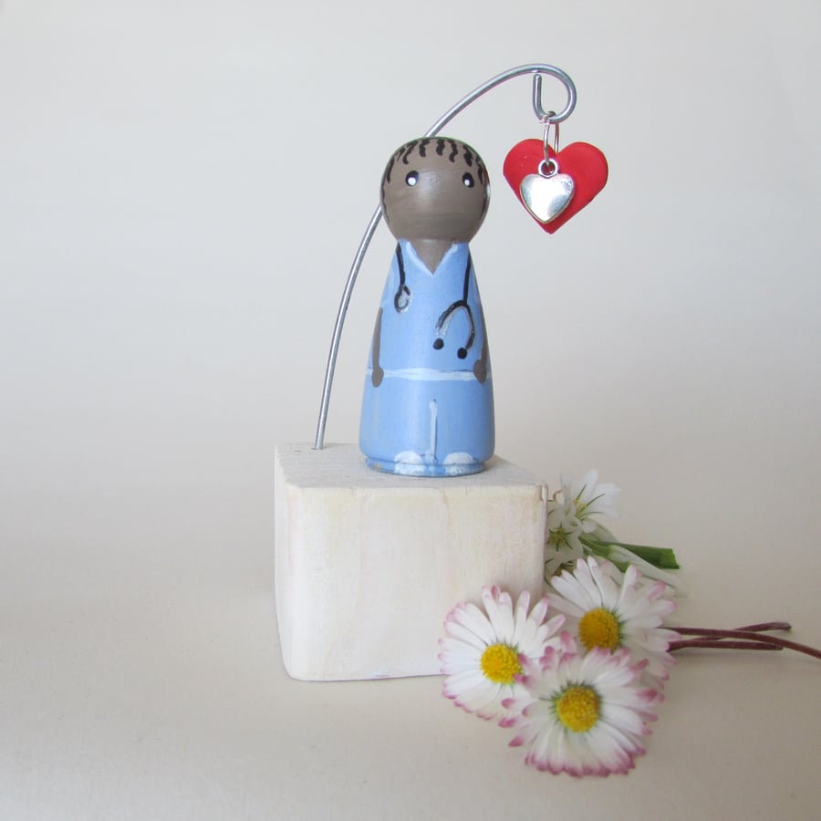 NHS Nurse Small Peg Doll