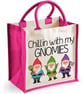 Chillin With My Gnomies Midi Jute Shopper Lunch Bag Hilarious Garden Gardener  - Image 3