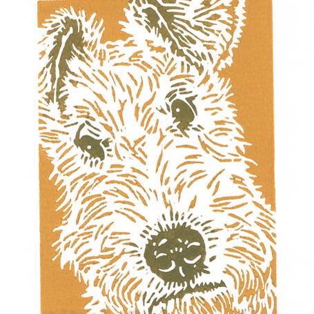 Wire Fox Terrier Dog - Original Hand Pulled Linocut Print