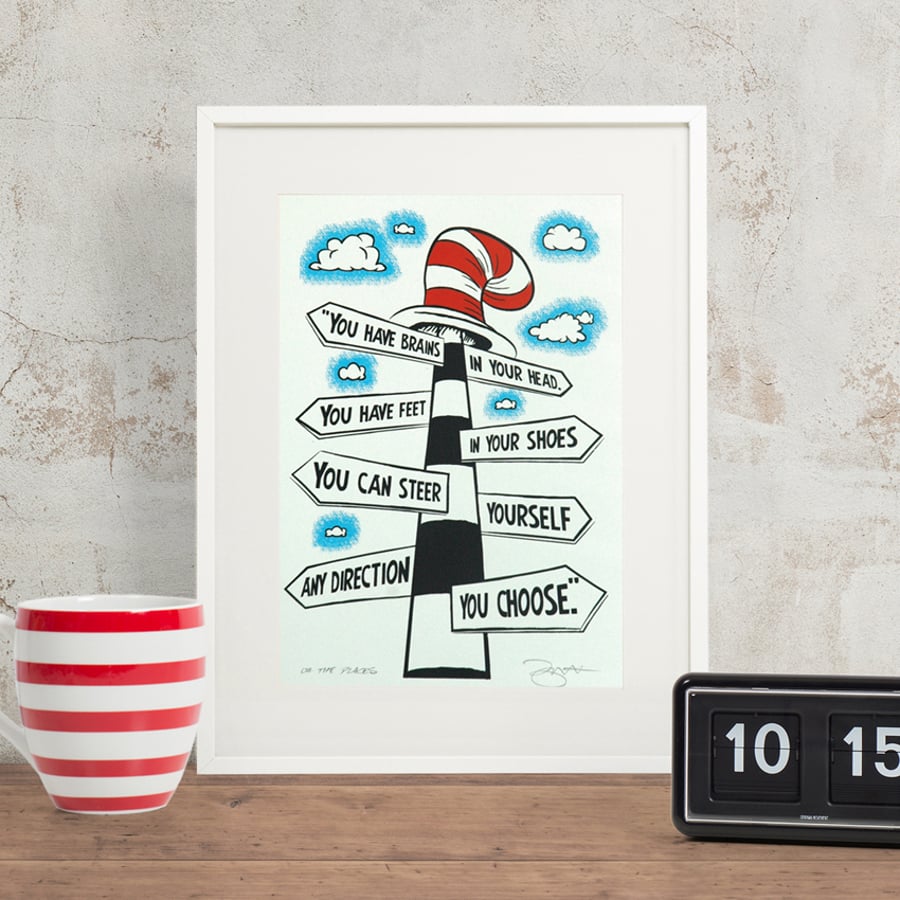 Dr.Seuss ‘Oh The Places’ Hand Pulled Screen Print