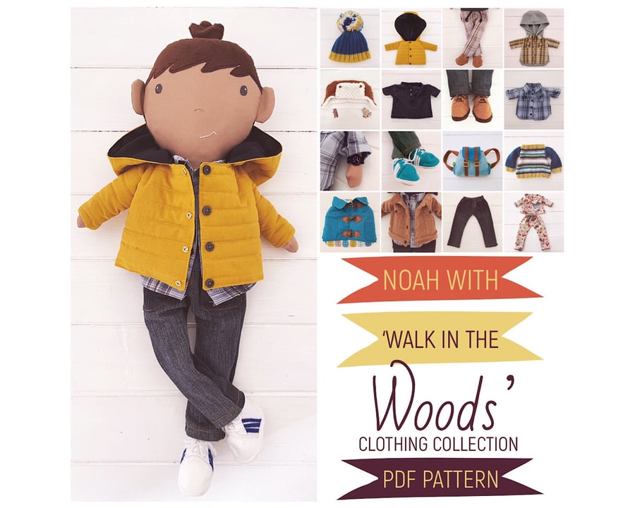 Digital PDF Sewing Pattern for Boy Doll 'Noah' plus Winter Clothing