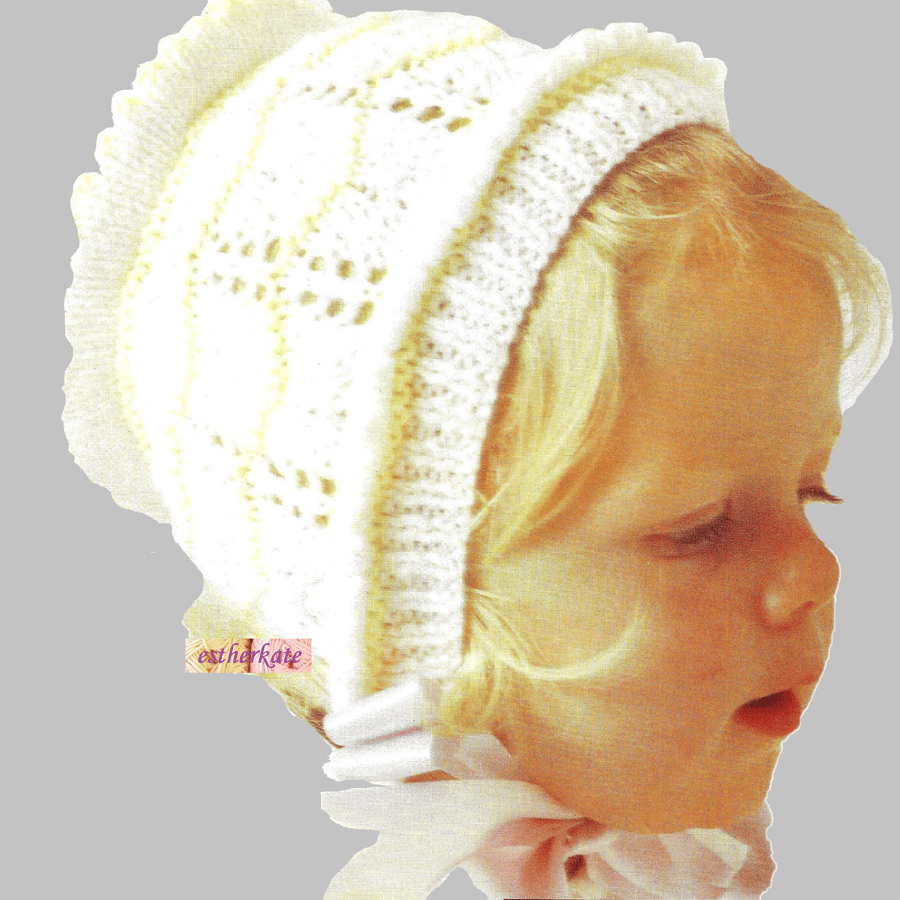 VINTAGE KNITTING PATTERN PDF Baby Bonnets