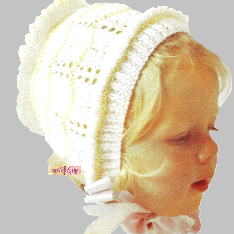 VINTAGE KNITTING PATTERN PDF Baby Bonnets