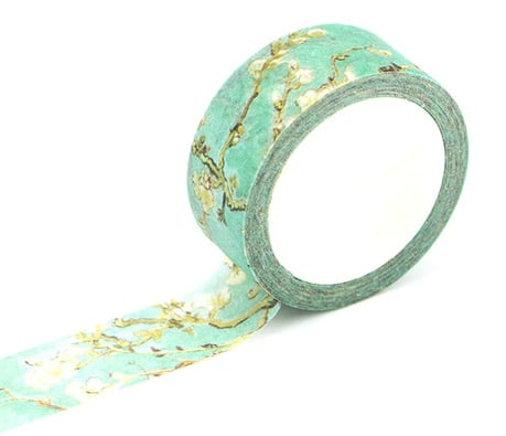 2 x White Blossom Washi Tape, Decorative Adhesive Tape, Delicate flowers, 7m