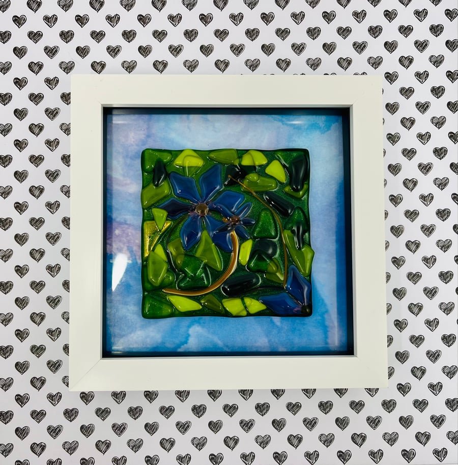 Beautiful Framed Glass Clematis picture 