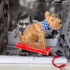 Miniature Terrier on Pull Along Trolley with Wheels  -  OOAK Sculpture. 