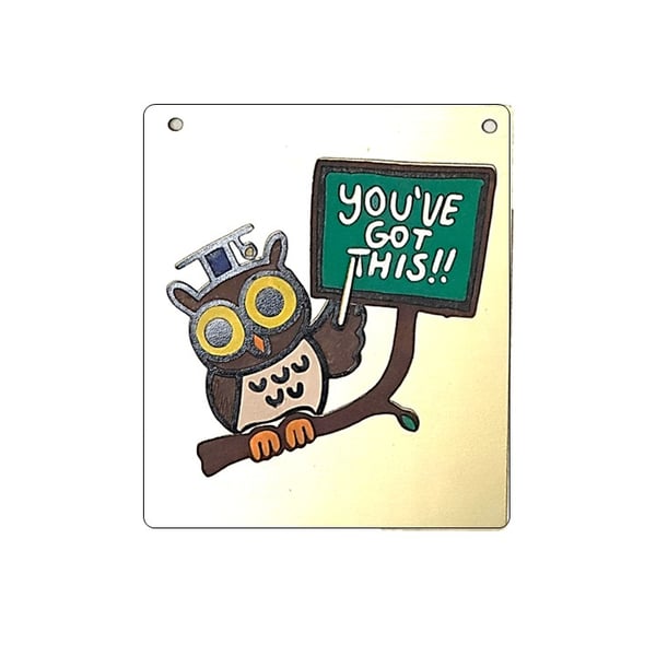 Motivational Owl wall Sign – “You’ve Got This!!”, Laser-Cut Wooden Wall Decor.
