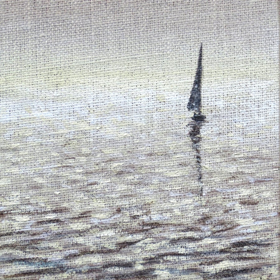Original mini sailing painting in sepia unframed acrylic on linen board