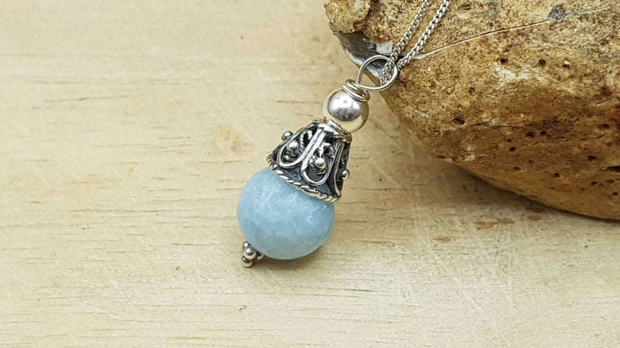 Minimalist Rare Celestite Cone Pendant. Celestine necklace