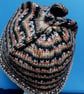 Handknit KNOTTY TOP Merino BEANIE Stripey Orange & Black child teen small adult - Image 2