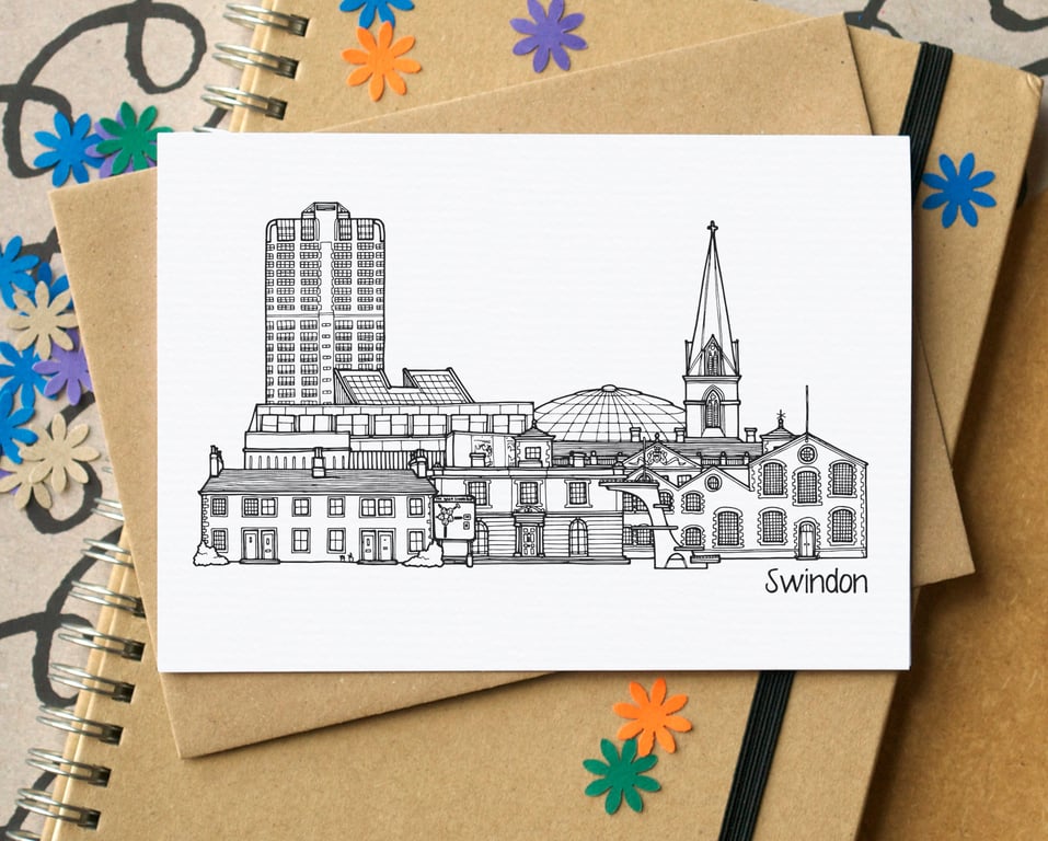 Swindon Skyline Greetings Card