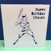 Baseball Birthday Card - Baseball Player - Greeting Card - Papercut Card