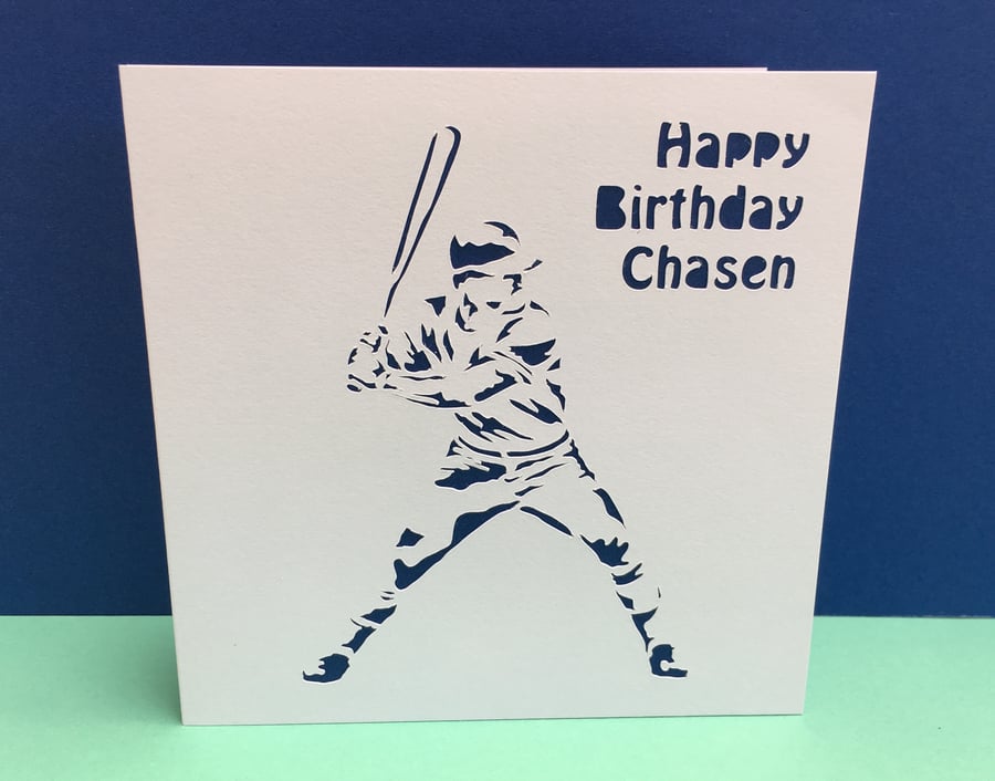 Baseball Birthday Card - Baseball Player - Greeting Card - Papercut Card