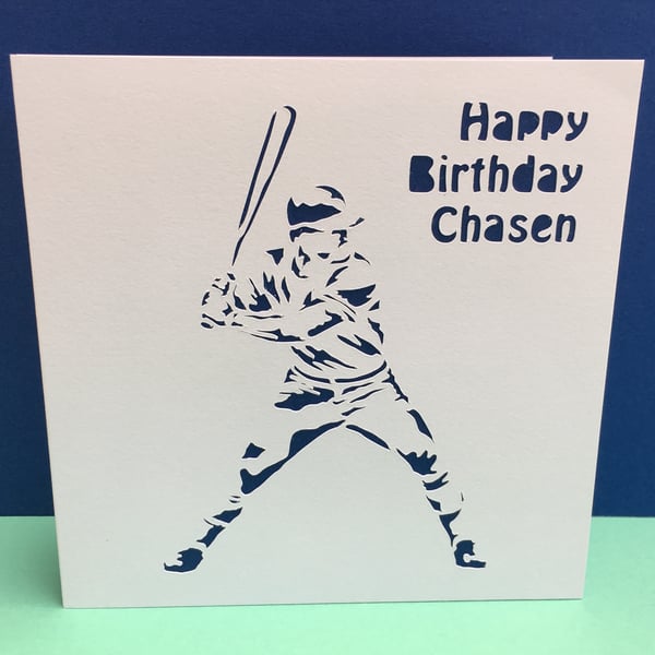 Baseball Birthday Card - Baseball Player - Greeting Card - Papercut Card