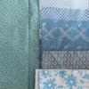 Pale blues floral fabric remnants bundle