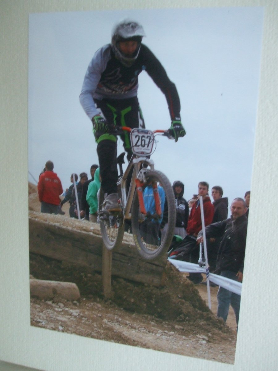 Photographic greetings card of a 4X biker.