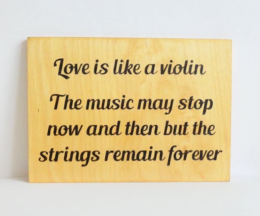 Wooden Love Sign for Music Lovers