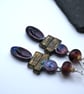 purple glass and ceramic earrings - Image 3