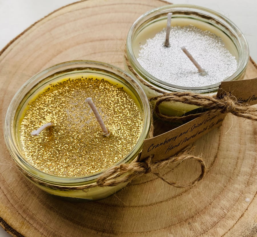 Pair of Recycled Jar Candles - Nutcracker and Cranberry & Ginger