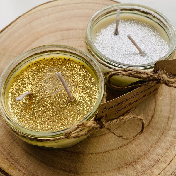 Pair of Recycled Jar Candles - Nutcracker and Cranberry & Ginger