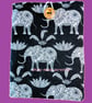 White Elephant Print on black background, Book-Kindle Sleeve.