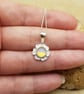 Tiny Opal flower pendant. 14th anniversary. October birthstone. - Image 2