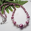 Designer Natural Pink Tourmaline & Baroque Freshwater Pearl Necklace 