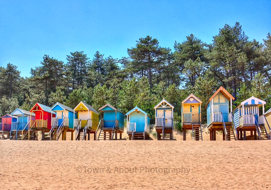 Colourful Seaside Beach Huts, Norfolk – Print and Framed Options Available