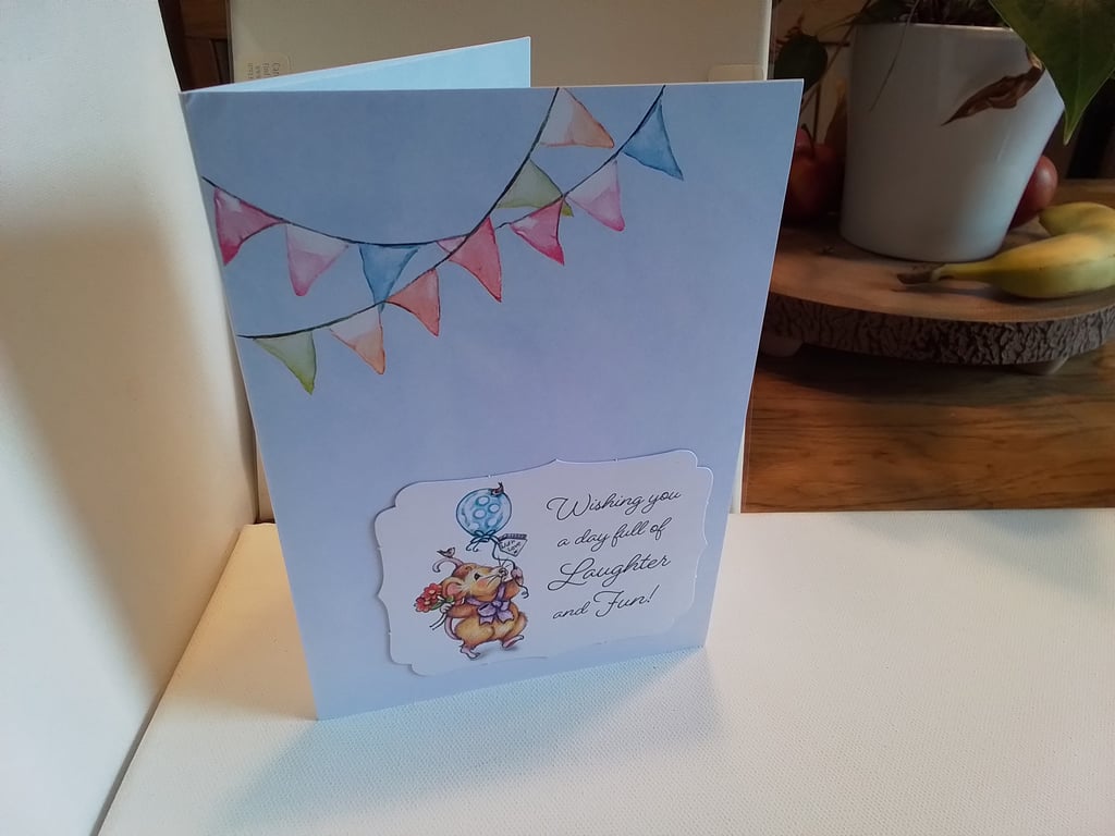 Birthday card. Handmade card. Laughter and fun. Ref 103