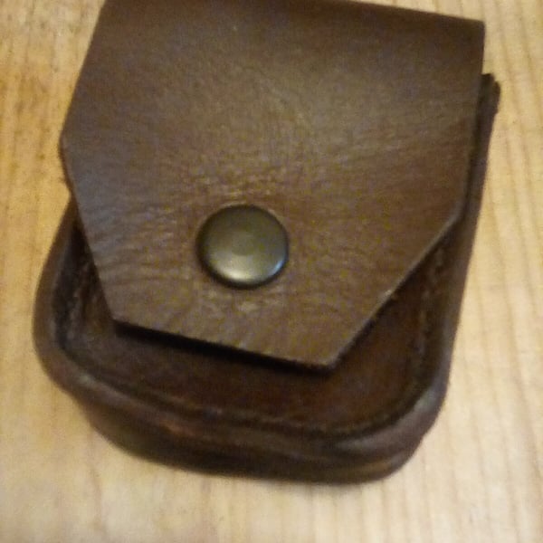 Leather veg tan pouch hand made