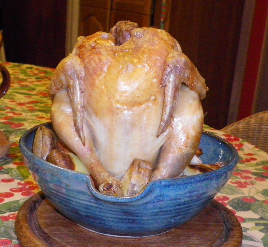 Chicken roaster baker handthrown in stoneware