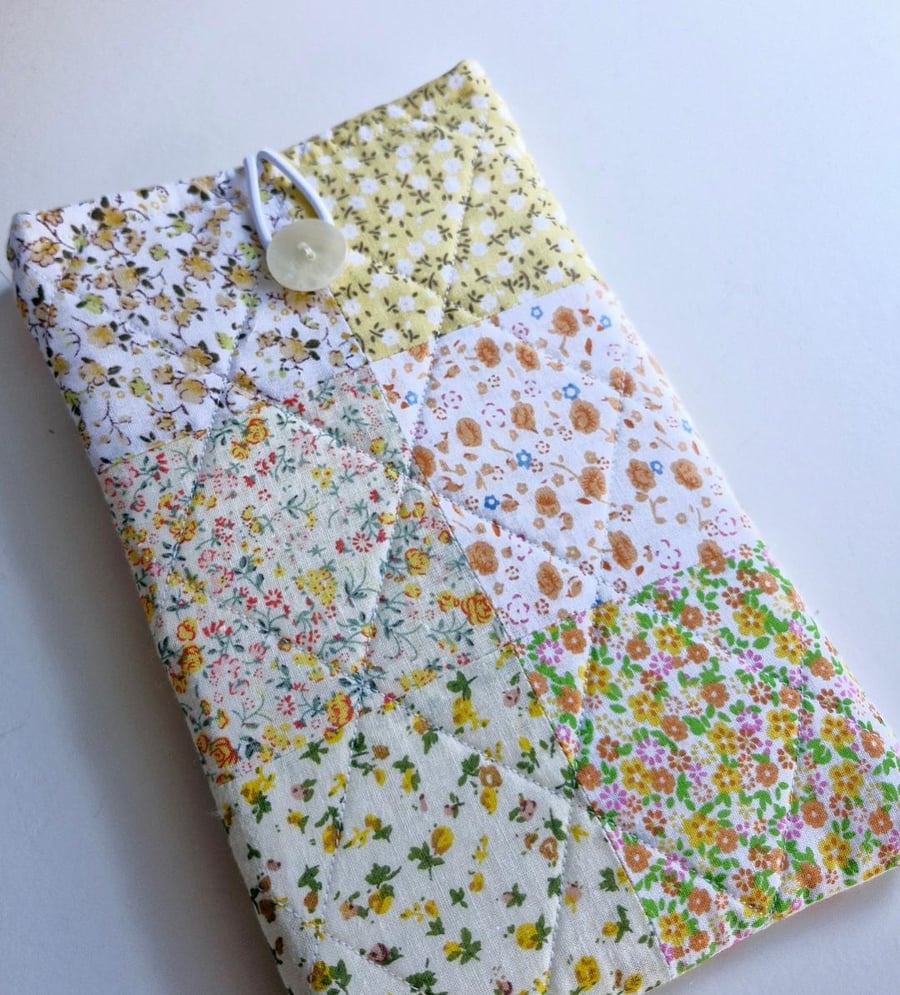 Quilted Yellow Patchwork eReader Kindle Gadget Notebook Book Sleeve Cover - Gift