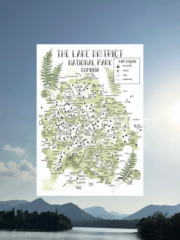 The Lake District Map Small A4