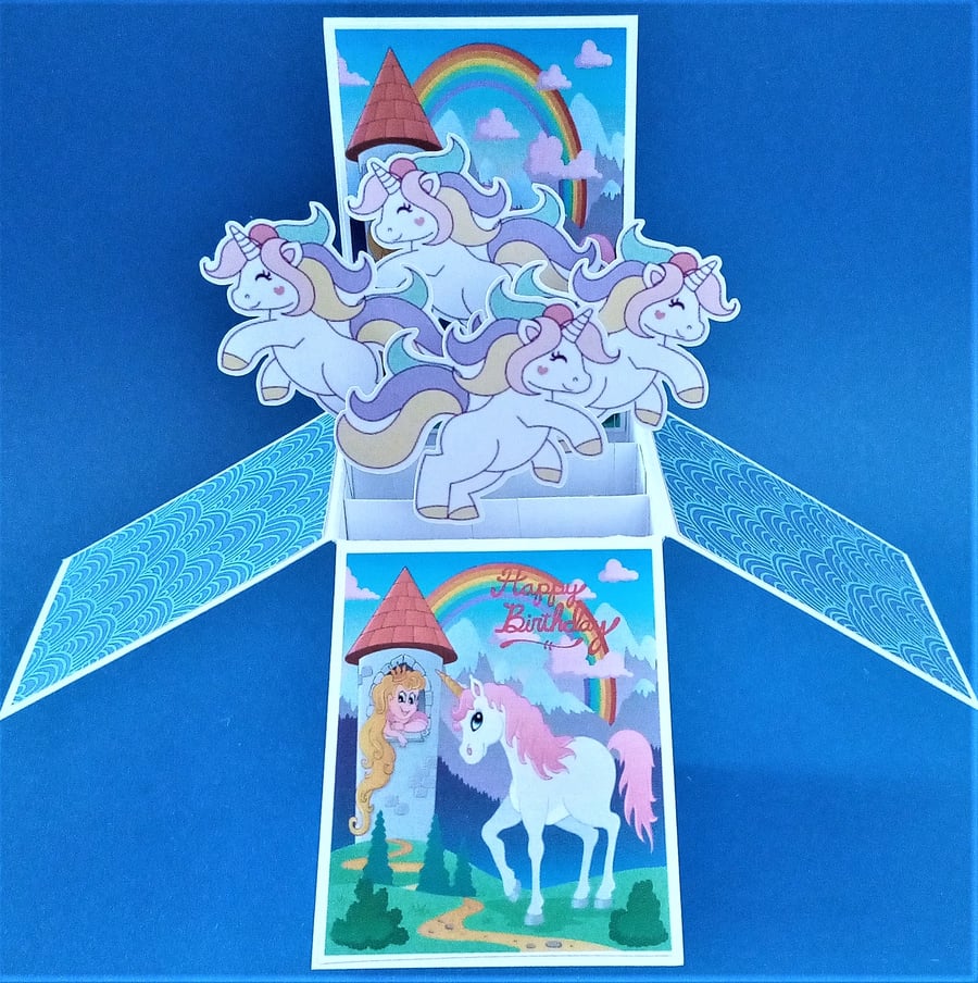 Girls Birthday Card with Unicorns