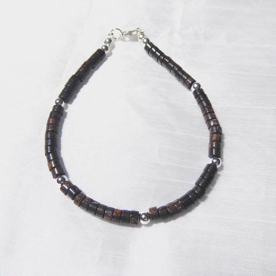 Sterling Silver and Bronzite Gemstones Bracelet