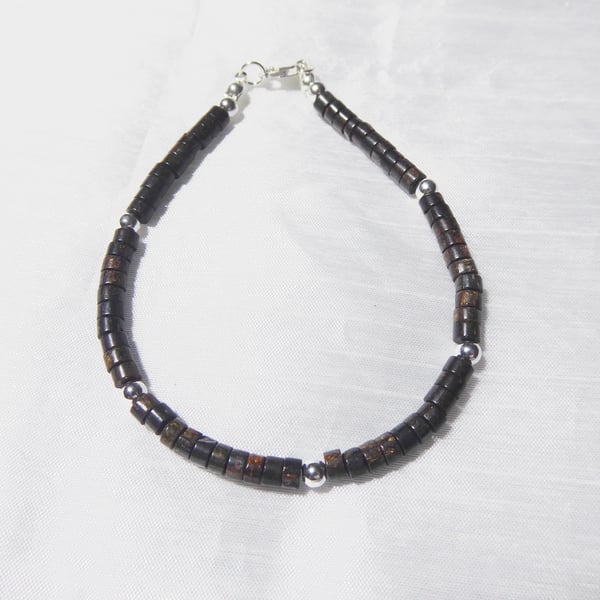 Sterling Silver and Bronzite Gemstones Bracelet