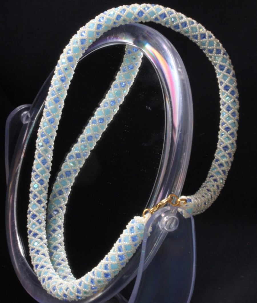 Blue and Cream Netted Necklace