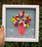 Needle felted and hand embroidered wool picture - vase of flowers
