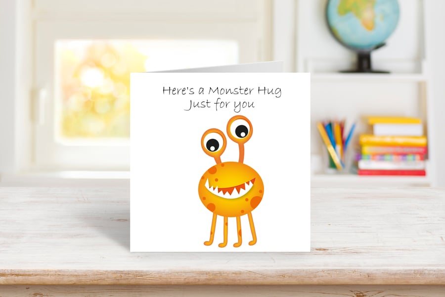 Google Eyes Monster Hugs Greeting Card. Design 3