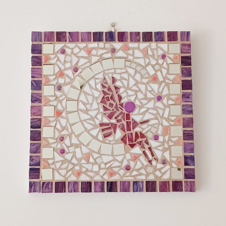 Fairy on Crescent Moon Mosaic Wallart